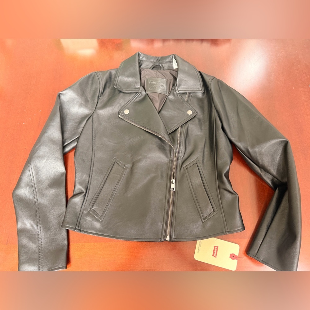 Levi's Black Leather Zip-Front Moto Jacket